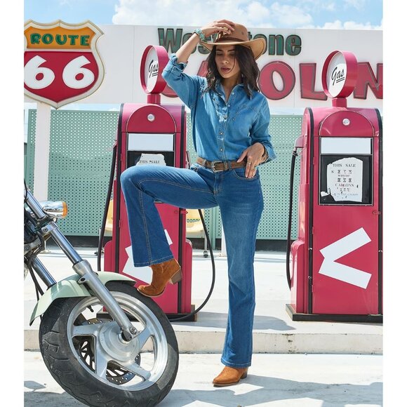 Women's Brown Mid Calf Embroidery Cowgirl Boots Retro Snip Toe Western Boot - Picture 3 of 6